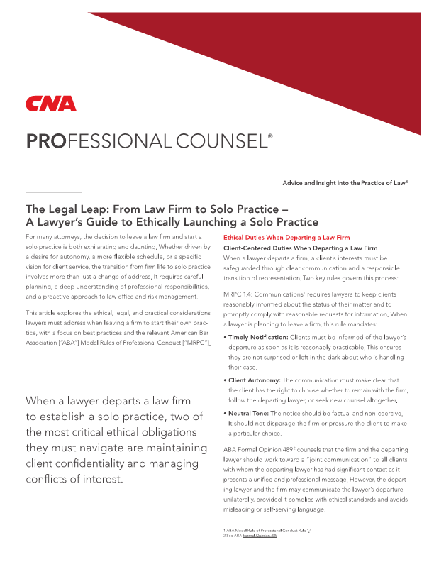 The Legal Leap: From Law Firm to Solo Practice